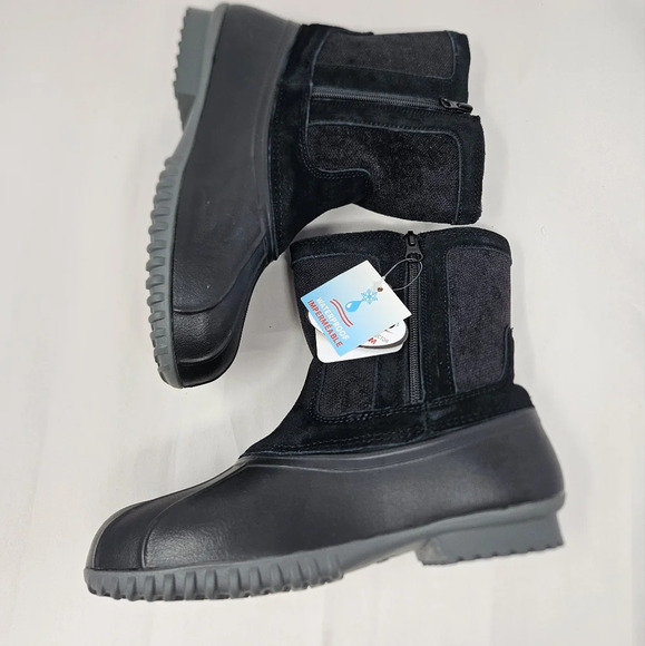 Propet Snow Insley Boots Womens Sz 7z Extra Wide Black Rubber-Leather Waterproof - Picture 7 of 12